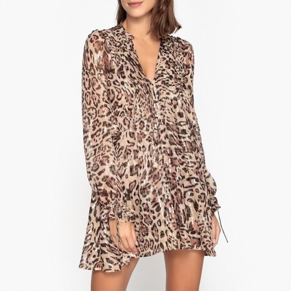 The Kooples Leopard Cheetah Print Babydoll Mini Dress